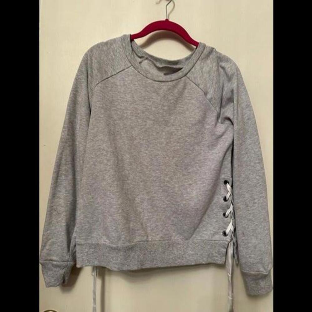 AERIE Gray Sweatshirt with Trendy Side Lacing - Cozy Chic for Every Occasion! - Picture 1 of 3